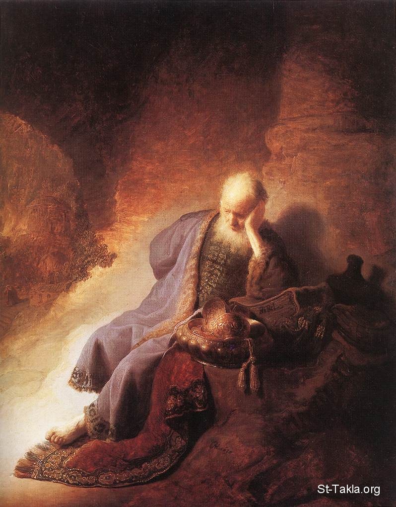 ما قيل بارميا النبى ؟ ام بزكريا النبى ؟ St Takla org REMBRANDT Jeremiah Lamenting the Destruction of Jerusalem 1630 1