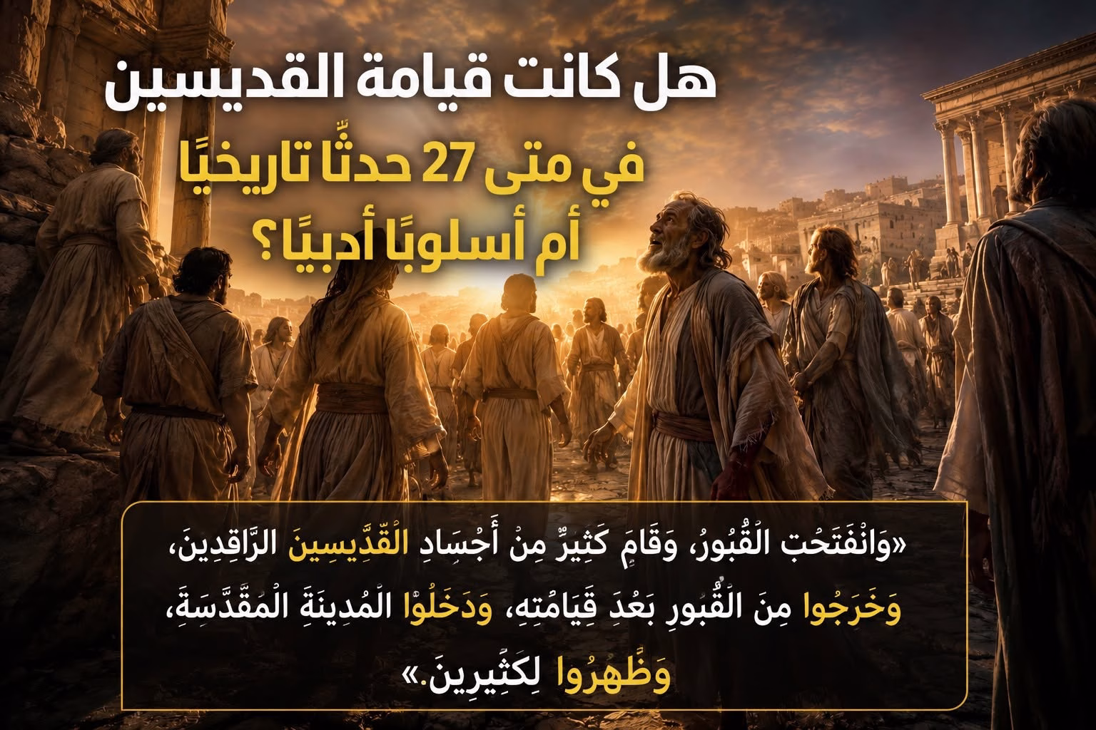 هل كانت قيامة القديسين في متى 27 حدثًا تاريخيًا أم أسلوبًا أدبيًا؟ Patricia Michael 1 هل كانت قيامة القديسين في متى 27 حدثًا تاريخيًا أم أسلوبًا أدبيًا؟ Patricia Michael