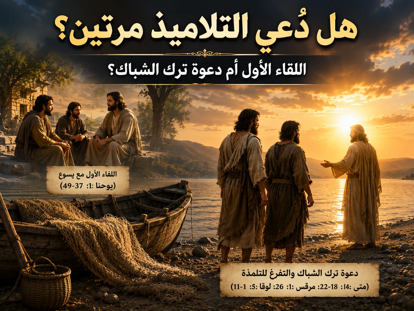 هل دُعي الرسل في هذا الوقت أم لاحقًا؟ يوحنا 1: 37-49 1 هل دُعي الرسل في هذا الوقت أم لاحقًا؟ يوحنا 1: 37-49الرد على شبهة يوحنا 1: 37-49 ومتى 4: 18-22 ومرقس 1: 16-20 ولوقا 5: 1-11 حول دعوة التلاميذ