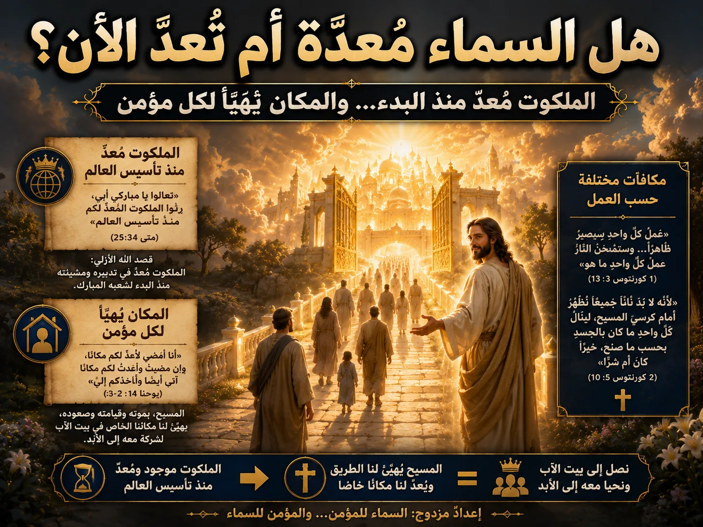 هل السماء مُعدّة منذ الأزل أم ما زال المسيح يُعدّها؟ يوحنا 14: 2-3 1 هل السماء مُعدّة منذ الأزل أم ما زال المسيح يُعدّها؟ يوحنا 14: 2-3