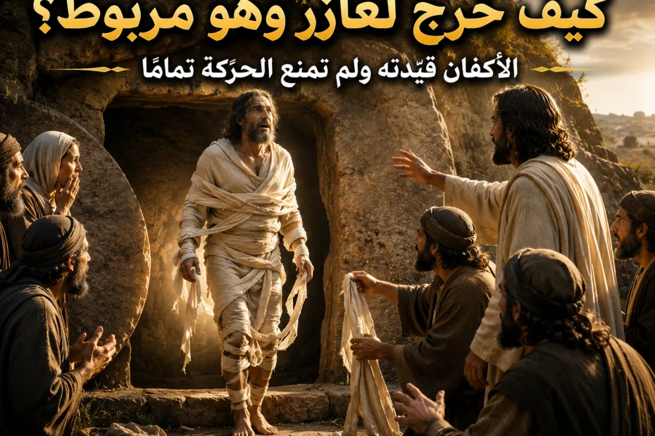 كيف خرج لعازر من القبر وهو مربوط اليدين والرجلين؟ يوحنا 11: 44