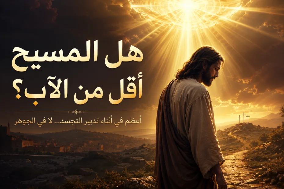 هل اعتبر المسيح نفسه أقل من الله؟ يوحنا 14: 28 كيف يقول المسيح «أبي أعظم مني» مع أن المسيح مساوٍ للآب في اللاهوت؟