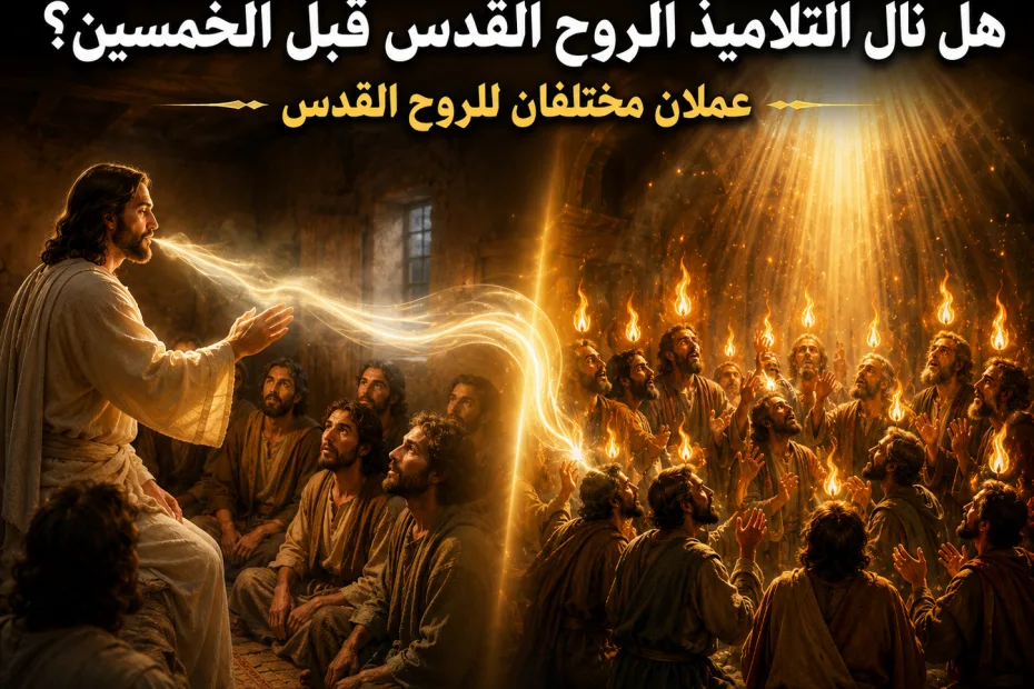 هل أعطي الروح القدس للتلاميذ قبل يوم الخمسين؟ يوحنا 20: 22 وأعمال 1: 4-8