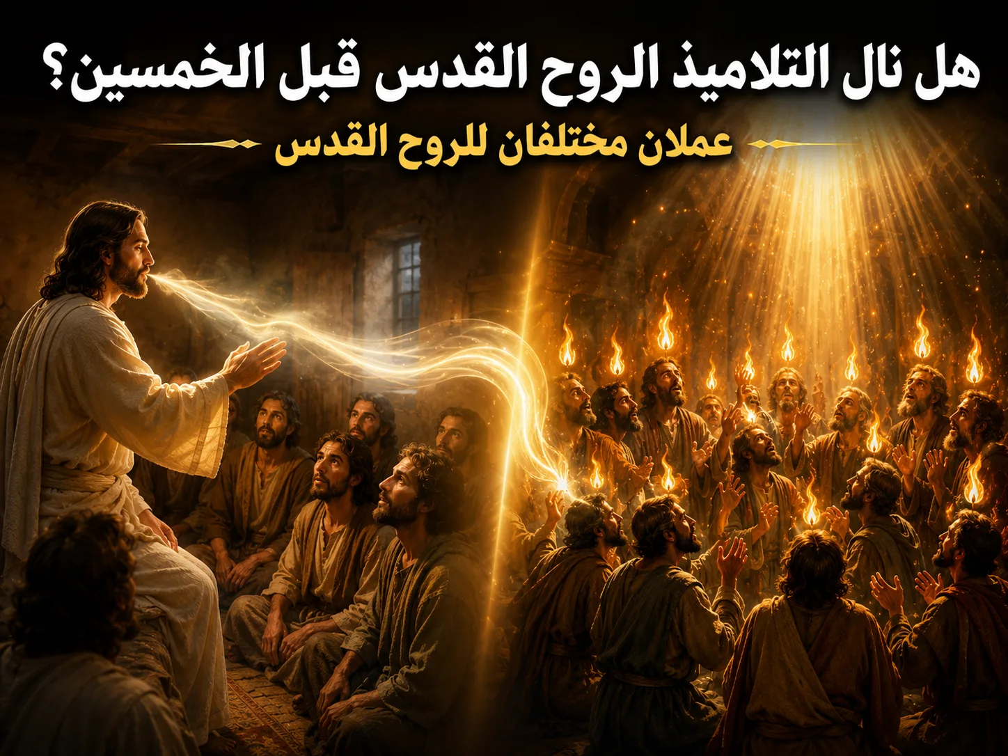 هل أعطي الروح القدس للتلاميذ قبل يوم الخمسين؟ يوحنا 20: 22 وأعمال 1: 4-8 1 هل أعطي الروح القدس للتلاميذ قبل يوم الخمسين؟ يوحنا 20: 22 وأعمال 1: 4-8