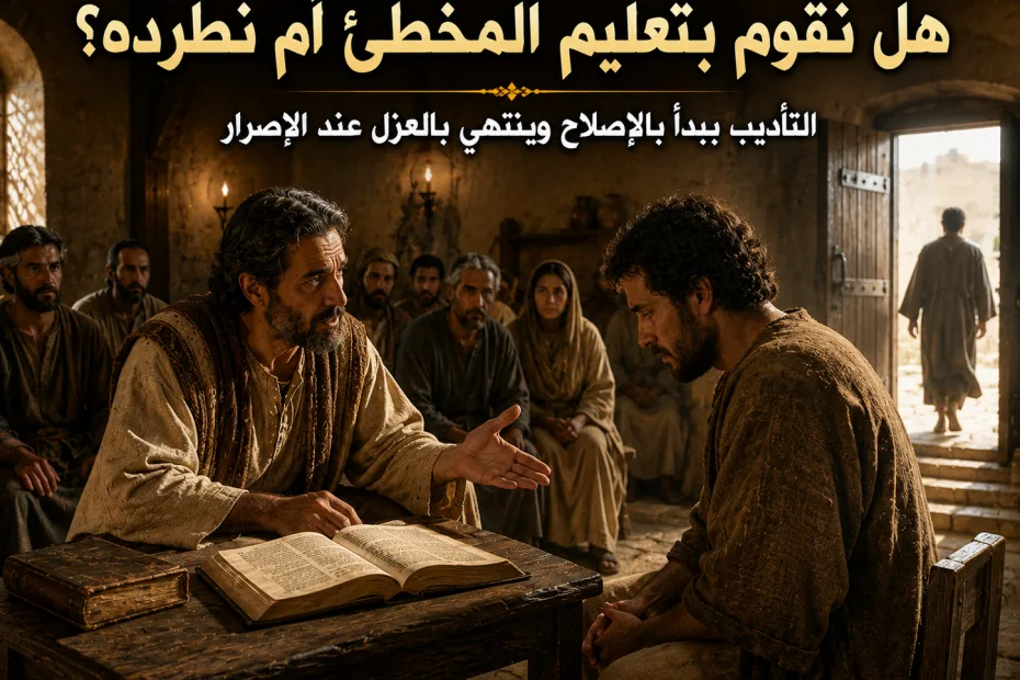 هل يجب تعليم المنحرف أم طرده من الكنيسة؟ تيطس 3: 10 التأديب الكنسي يبدأ بالإرشاد، وقد يصل إلى العزل إذا استمر الإنسان بلا توبة