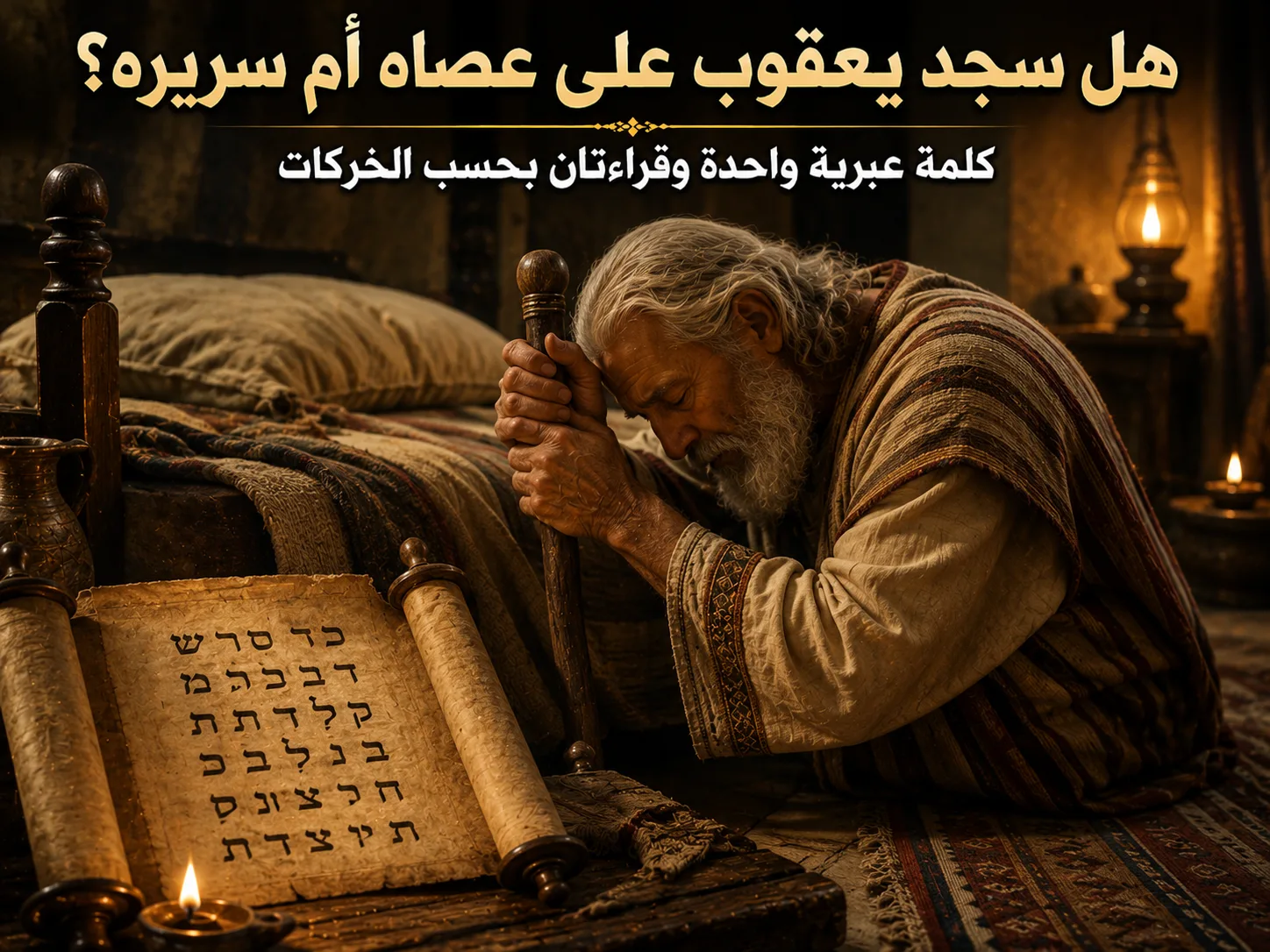 موت يعقوب بين عبرانيين 11: 21 وتكوين 47: 31؟ عبرانيين 11: 21 الاختلاف سببه قراءة كلمة عبرية واحدة يمكن أن تُقرأ: عصا أو سرير