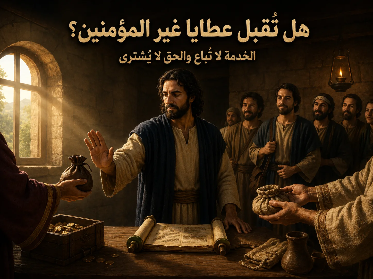 هل يجوز أخذ مال من غير المؤمنين لخدمة عمل الله؟ يوحنا الثالثة 7 1 هل يجوز أخذ مال من غير المؤمنين لخدمة عمل الله؟ يوحنا الثالثة 7 عمل الله يعتمد على شعب الله، لكن قبول العطية بلا شروط ليس ممنوعًا دائمًا