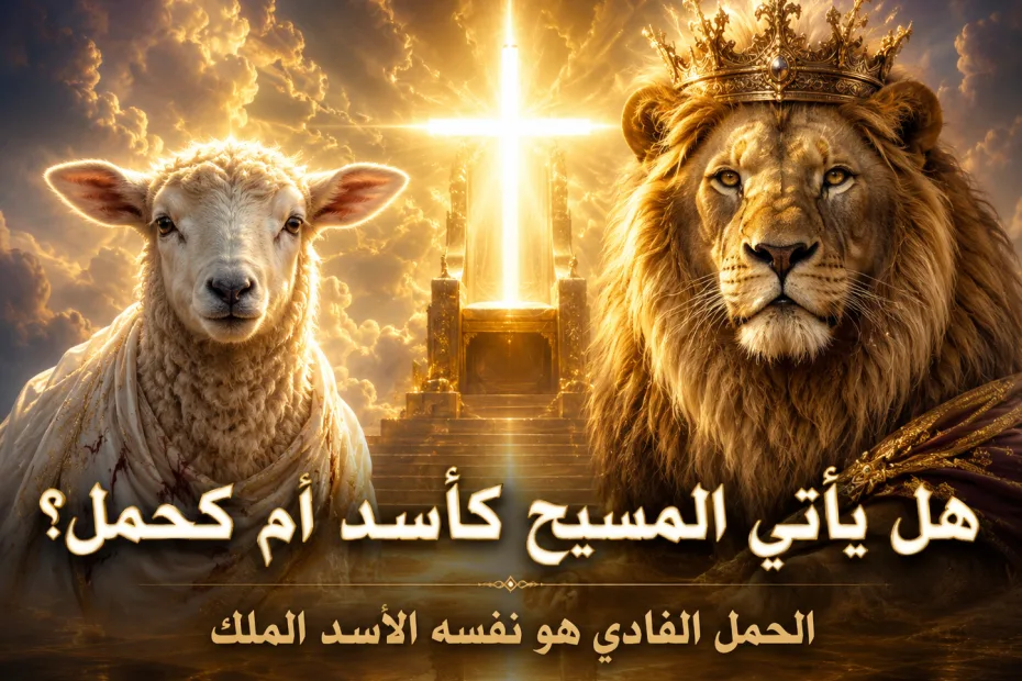 هل سيأتي المسيح كأسد أم كحمل؟ رؤيا 5: 5 المسيح هو الأسد الملك والحمل المذبوح، وفي مجيئه يظهر خلاصه ودينونته معًا