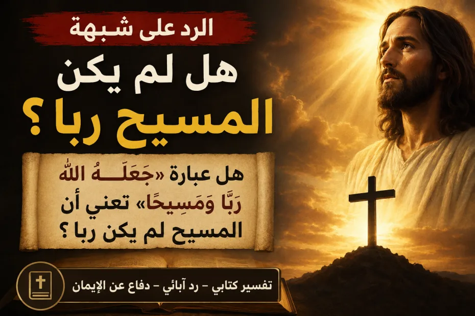 هل لم يكن المسيح ربا؟ - الرد على شبهة: هل عبارة «جَعَلَهُ اللهُ رَبًّا وَمَسِيحًا» تعني أن المسيح لم يكن ربًا؟ - Patricia Michael 2 هل لم يكن المسيح ربا؟ - الرد على شبهة: هل عبارة «جَعَلَهُ اللهُ رَبًّا وَمَسِيحًا» تعني أن المسيح لم يكن ربًا؟ Patricia Michael