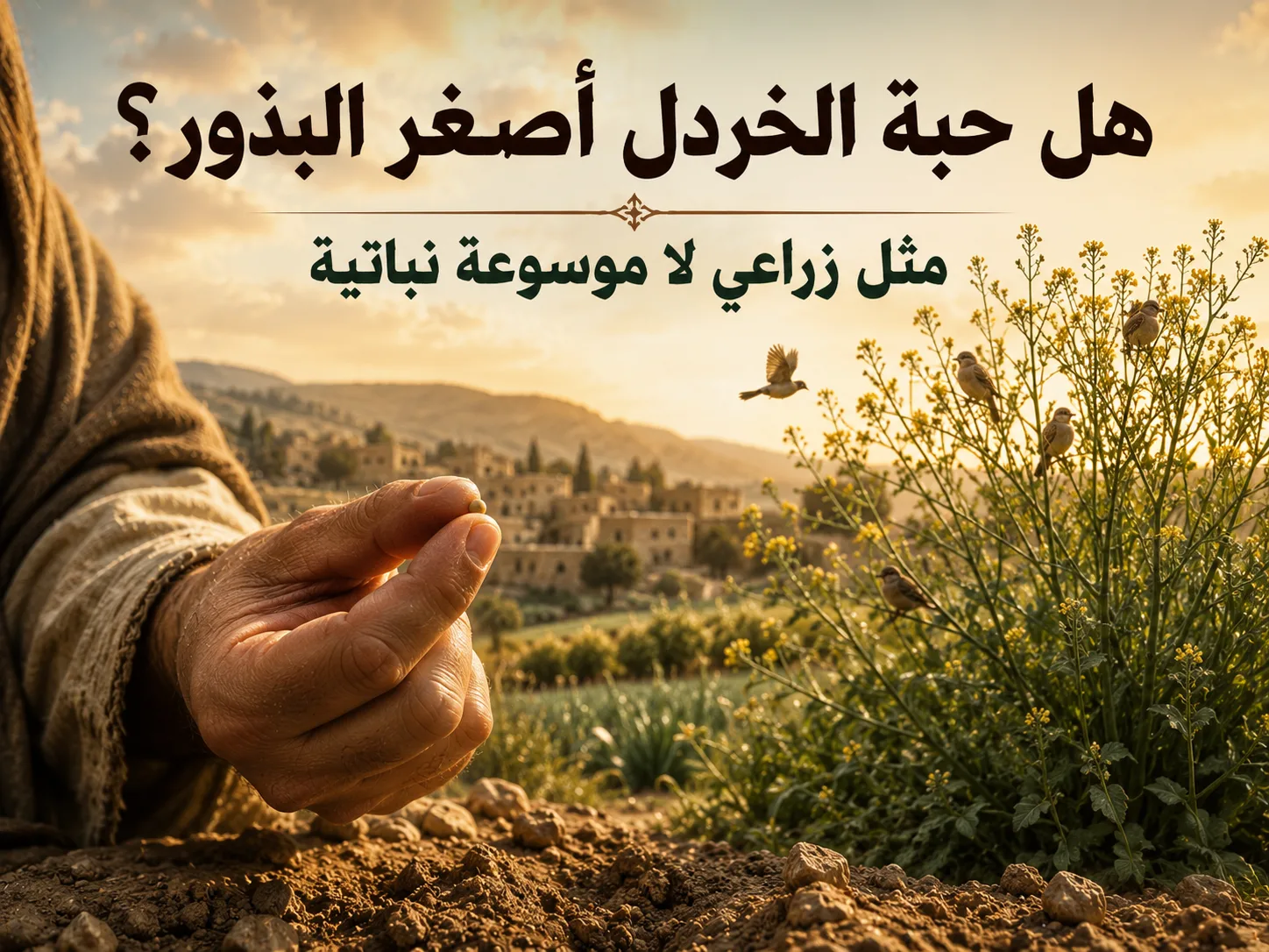 هل حبة الخردل هي أصغر جميع البذور؟ متى 13: 31-32 1 هل حبة الخردل هي أصغر جميع البذور؟ متى 13: 31-32 يسوع يتكلم في إطار الزراعة المعروفة في فلسطين، لا في تصنيف نباتي عالمي لكل بذور الأرض