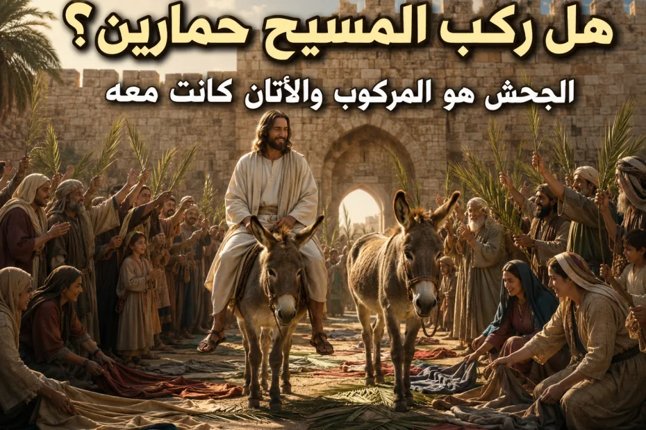 كم حمارًا كان في دخول المسيح إلى أورشليم؟ متى 21: 2 ومرقس 11: 2 ولوقا 19: 30 10 كم حمارًا كان في دخول المسيح إلى أورشليم؟ متى 21: 2 ومرقس 11: 2 ولوقا 19: 30