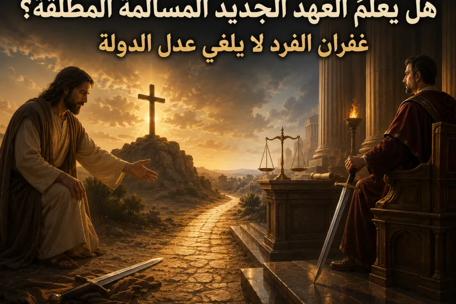 هل يعلّم العهد الجديد المسالمة المطلقة وإلغاء عقوبة الإعدام؟ متى 26: 52 4 هل يعلّم العهد الجديد المسالمة المطلقة وإلغاء عقوبة الإعدام؟ متى 26: 52