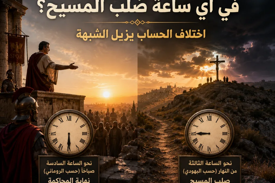 في أي ساعة صُلب المسيح؟ مرقس 15: 25 ويوحنا 19: 14 الحل في فهم اختلاف نظام حساب الساعات بين مرقس ويوحنا 11 في أي ساعة صُلب المسيح؟ مرقس 15: 25 ويوحنا 19: 14