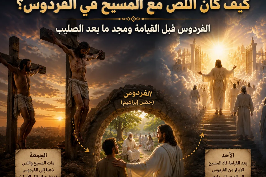 كيف كان اللص التائب مع المسيح في الفردوس في يوم موته؟ لوقا 23: 43 7 كيف كان اللص التائب مع المسيح في الفردوس في يوم موته؟ لوقا 23: 43