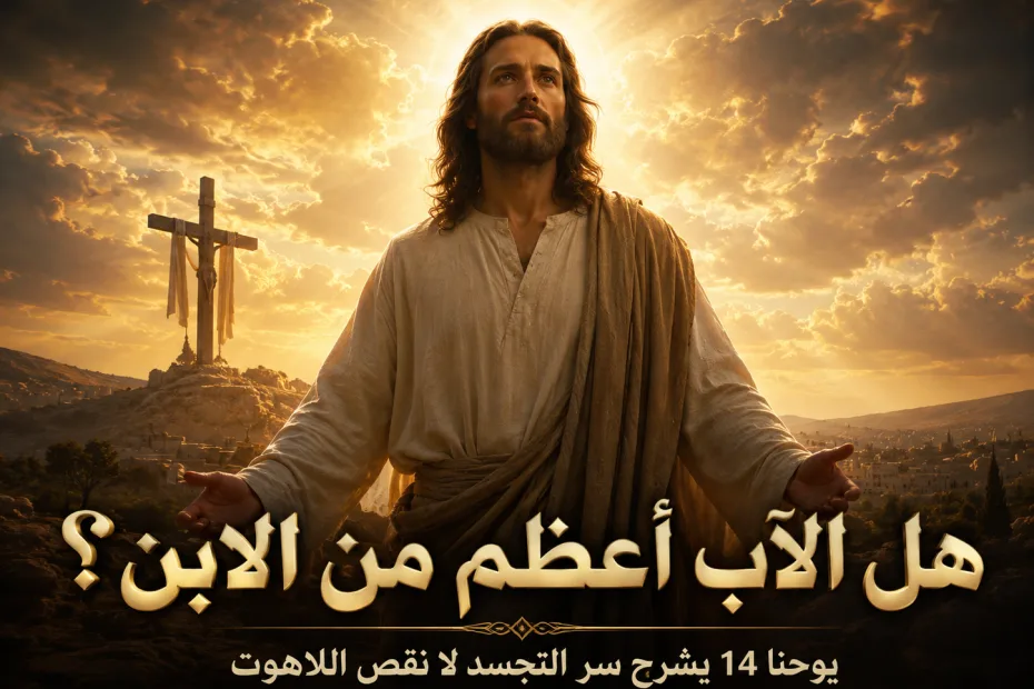 كيف يمكن التوفيق بين قول المسيح «الآب أعظم مني» وعقيدة الثالوث؟ يوحنا 14: 28 4 كيف يمكن التوفيق بين قول المسيح «الآب أعظم مني» وعقيدة الثالوث؟ يوحنا 14: 28 المسيح يتحدث هنا عن اتضاعه في التجسد لا عن نقص في لاهوته